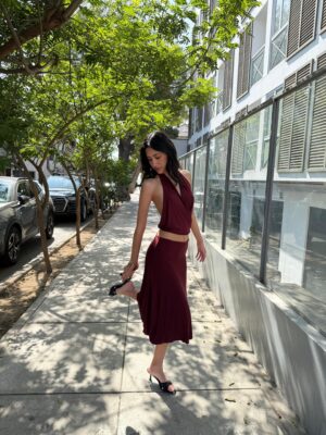 Falda Midi Rafaella - burgundy