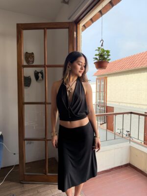 Falda Midi Rafaella - negro